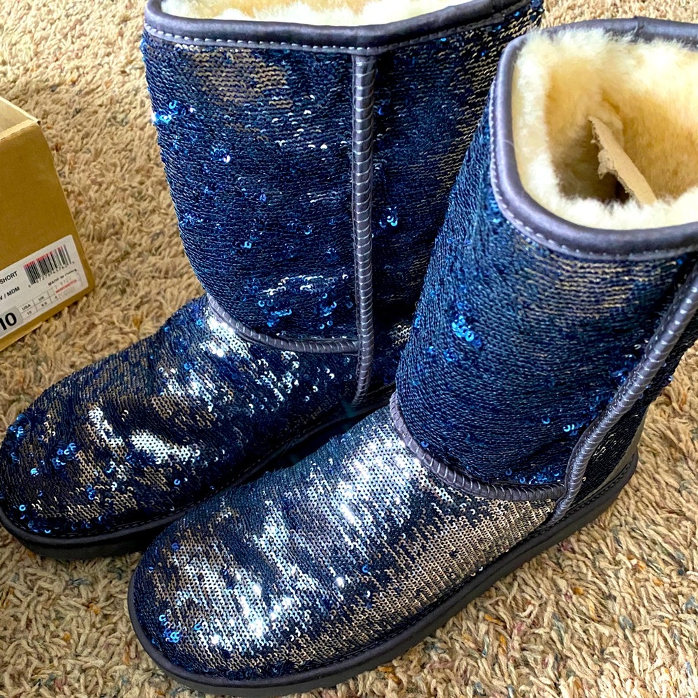 UGG Classic Navy Blue Sheepskin Ankle Boot